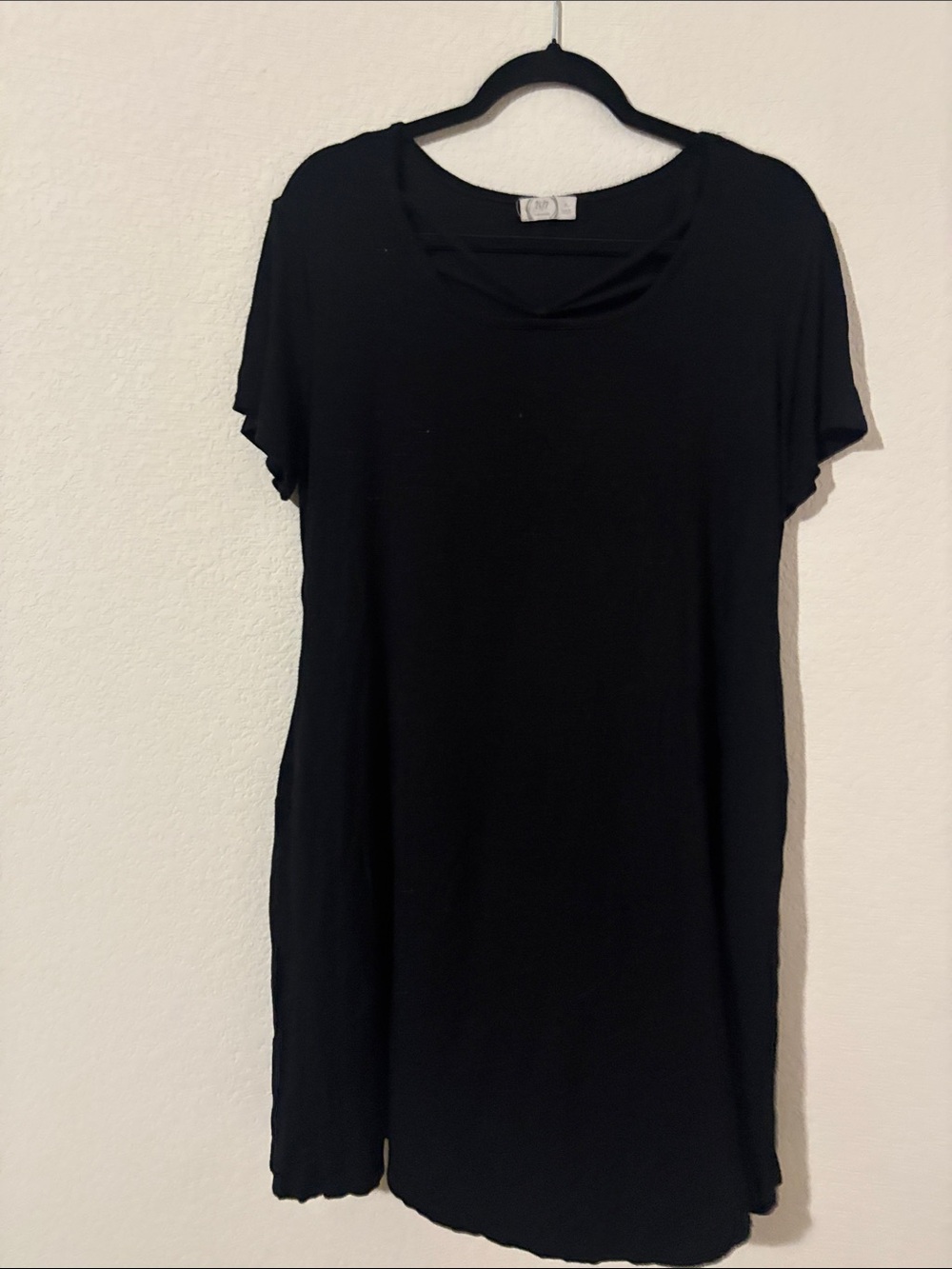 Maurices Black Short Sleeve Sleep Shirt Tunic with Crew Neckline